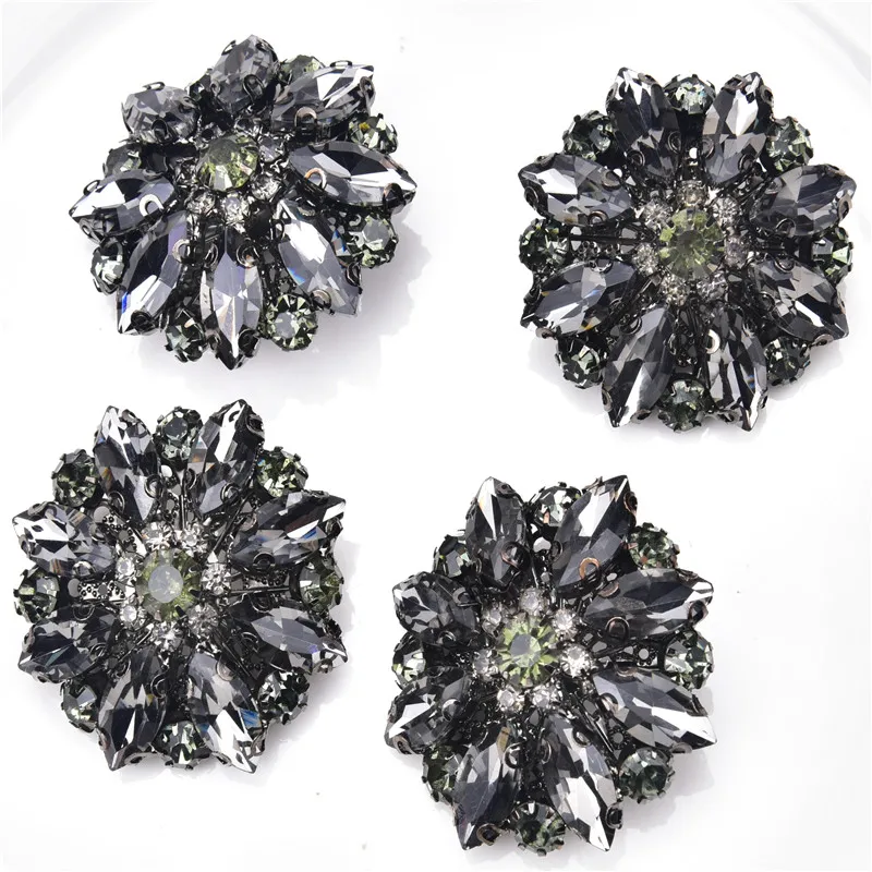 

2pcs Alloy big 4cm round Mink Rhinestone Button Leather Cuffs Corsage Decorative Buckle Coat Jacket Crystal Buttons
