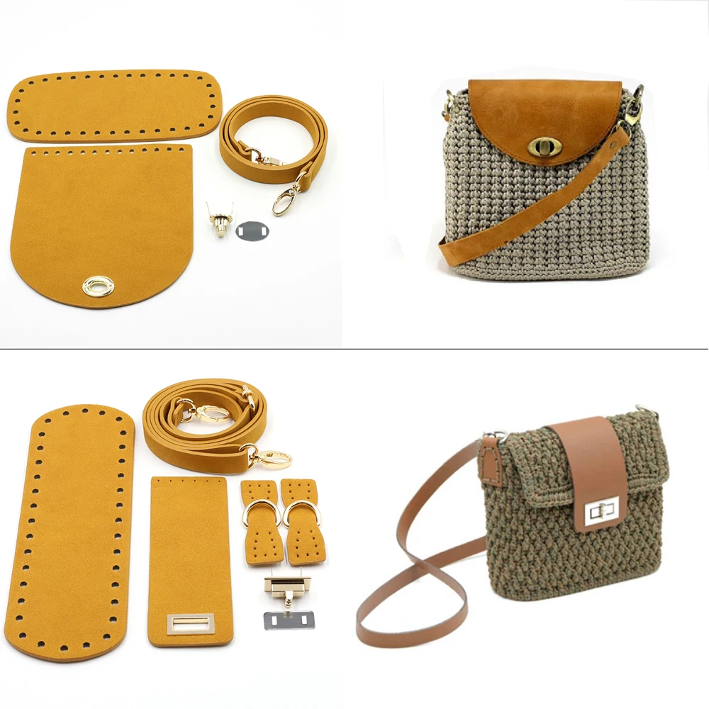 Suede Leather Bag Strap Handmade Handbag Woven Set High Quality Bag Bottoms With Hardware Accessories for DIY Shoulder Handbag