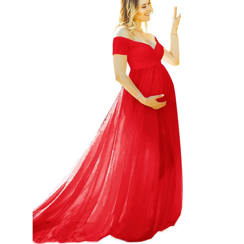 Maternity Off Shoulders Half Circle Gown for Baby Shower Photo Props ...