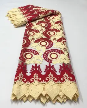 

2020 Fashion Design High Quality Embroidered Beaded Tulle French Guipure Lace Fabric For Women Wedding Dress 5 Yards