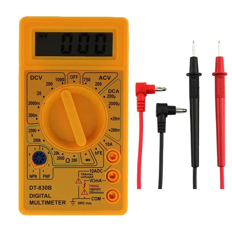 

Universal Meter Digital Multimeter LCD Display DC AC Voltage Current 10A Input Triode Test DT-830B Low Battery Max 1999