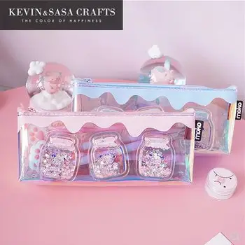 

Large Iridescent Laser Pencil Case Big PU School Supplies Stationery Gift Pencilcase School Cute Pencil Box School Tools