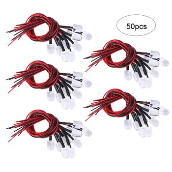 

50PCs 12V LED Pre-Wired Luminous Diode 10 mm Round Head Light Bead Colorful Slow Flash christmas lights