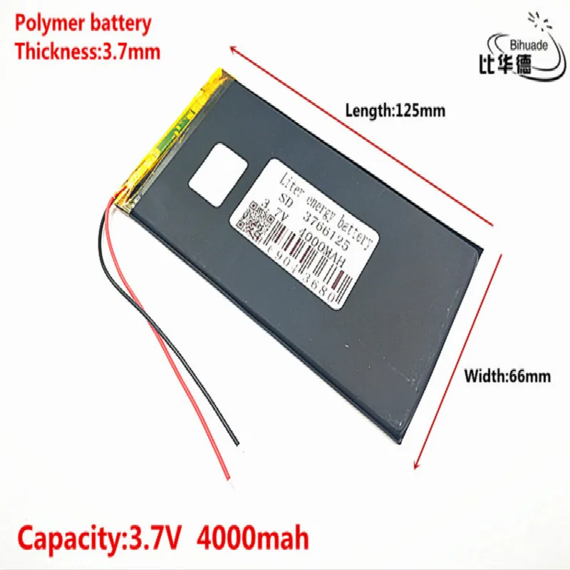 Good Qulity 3.7V,4000mAH 3766125 Polymer lithium ion / Li-ion battery for tablet pc BANK,GPS,mp3,mp4