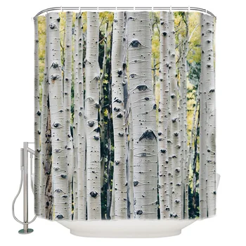 

Birch Tree Trunk Bathroom Shower Curtain Home Decoration Bathroom Accessories Shower Curtain