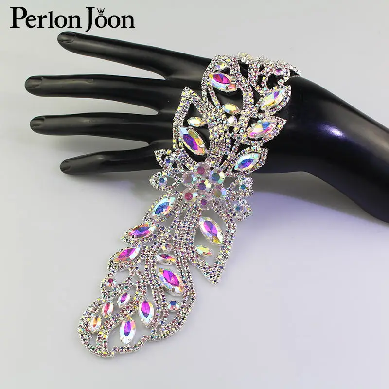 AB color 1 шт. Ab Кристалл Сварка патч стразы аппликация покрытие серебро пришить свадебное платье украшения аксессуары YH Z016 - Цвет: AB color