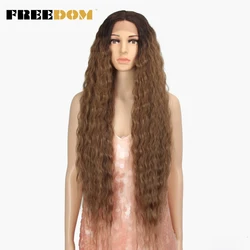 FREEDOM Synthetic Lace Wigs Deep 38 Inch Super Long Fashion Gray Purple Ombre Orange 5 Color Hair Cosplay Wigs For Black Women