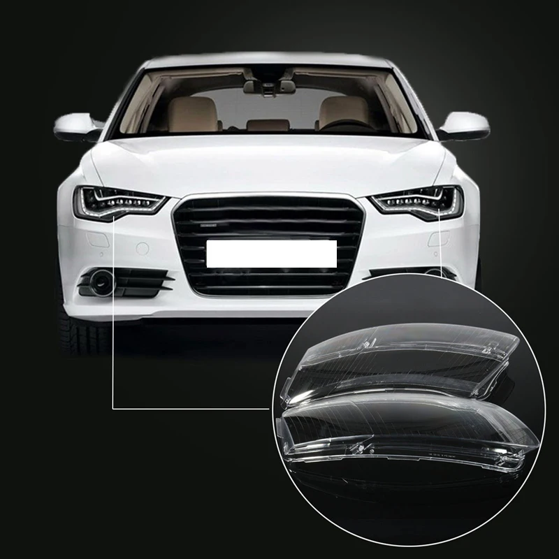 

1 Pair Front Left&Right Car Headlight Head Light Lamp Lens Light Cover For Audi A6 C6 06-11