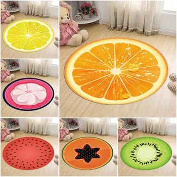 

Round Carpet Fruit 3D Print Soft Carpets Anti-slip Rugs Computer Chair Mat Kiwi Watermelon Floor Mat for Kids Room Home Decor
