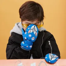 Детские лыжные перчатки, зимние теплые утолщенные перчатки для верховой езды, Детские Зимние варежки, водонепроницаемые лыжные перчатки# D