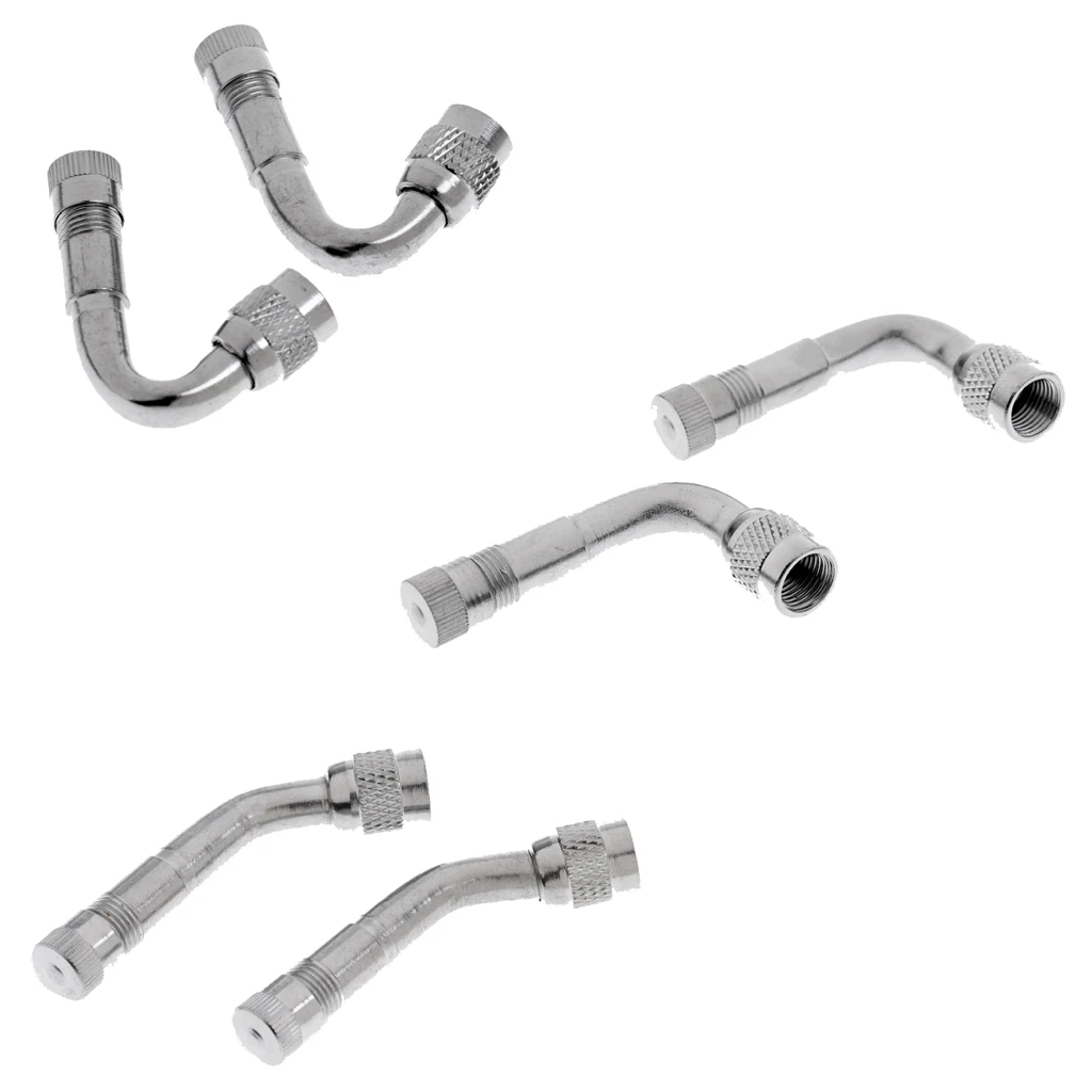 6 Pieces Tire Tyre Valve Stem Adapter Extension Stems Extender 45Degree 90Degree 135Degree for Cars Trucks Bikes Scooters