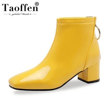 

Taoffen Plus Size 30-51 Office Ladies 5 Colors Party Ankle Boots Zipper Square Heels Fashion Shoes Woman Short Botas Footwear