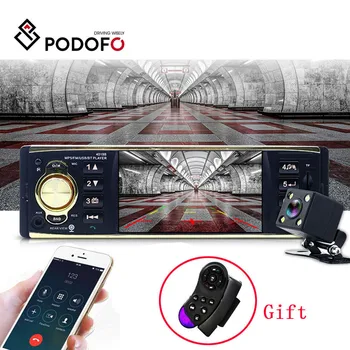 

Podofo 4019B Car Radio 4.1 inch 12V 1 Din Auto Audio Stereo Bluetooth 2.0 USB AUX FM Radio Tuner Support Rear View Camera player