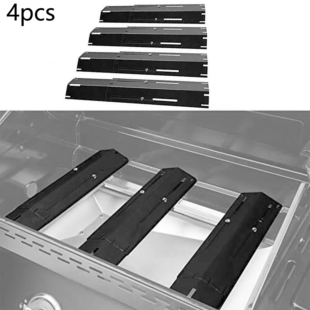 Heavy Duty Adjustable Porcelain Steel Heat Plate Shield For Gas Grill Pack Of 4 