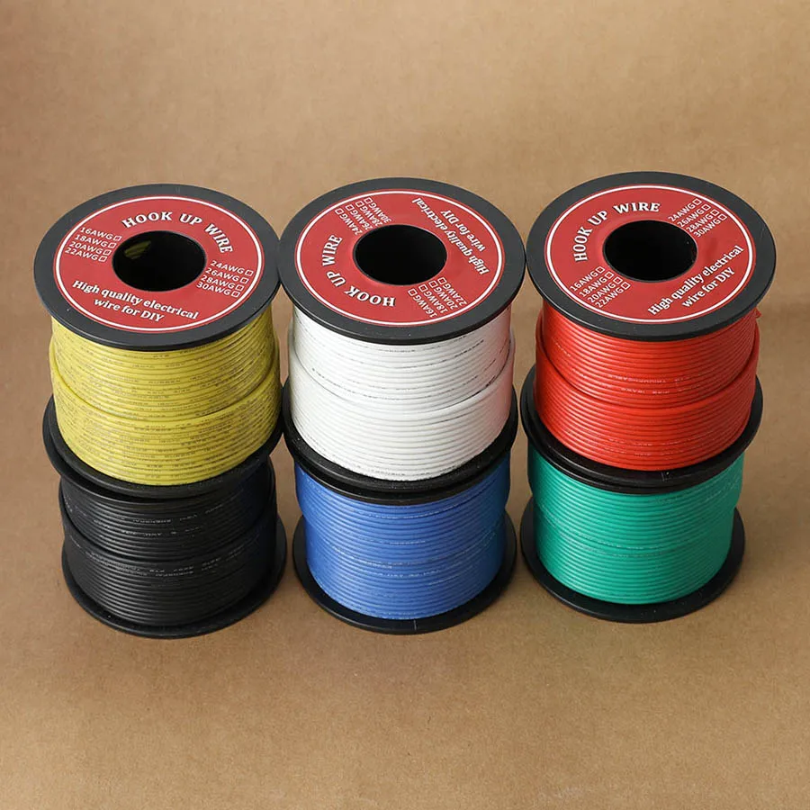 Fio Elétrico Encalhado Flexível Fio de Silicone Borracha Isolada Cobre Estanhado 22 Awg Ul3132 300v 50m 100m