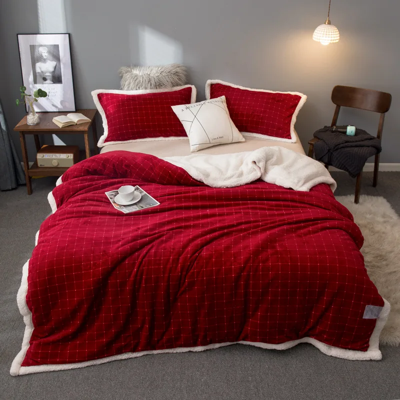 New Double Thick Blanket Solid Color Stripe Plaid blankets Warm Towel Quilt Office Single Air Conditioning Flannel Wool Blanket