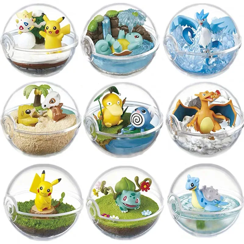 

Takara Tomy Anime Charizard Psyduck Squirtle Articuno Togepi Cubone Transparent Ball Pokemon Action Figure Toys for Children