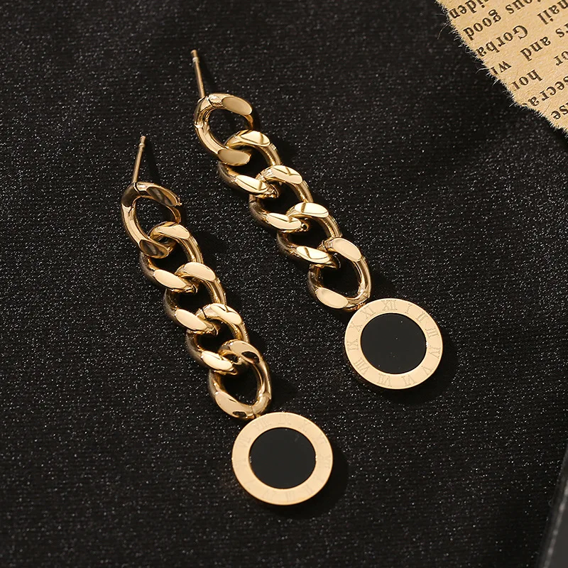 Jewelry Sets Jewelry Set Women Earrings Chain Necklace MEYRROYU Stainless Steel Punk Roman Numerals Fashion Jewelry Set For Women Bracelet Necklace Earrings Ring Trend Party Gift