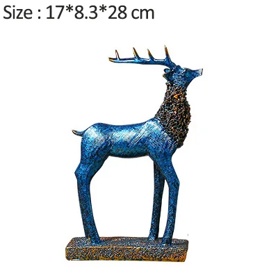 blue deer S Талисман Fengshui, фигурки оленей и пластин для украшения дома, изделия из смолы, декор для телевизора, бизнес-подарки, свадебный подарок - Цвет: blue deer S
