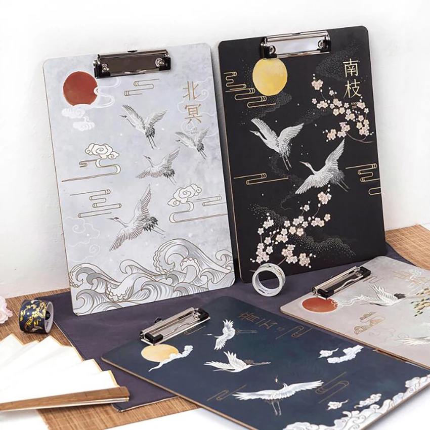Retro estilo chino A4 carpeta portapapeles madera escritura Pad Clips documentos tablero de archivos abrazadera, carpetas de dibujo soporte para oficina