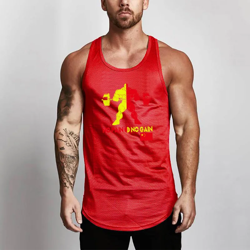 Модные сетчатые мужские танк Топ для занятий йогой тренажерный зал Tanktops жилет Стрингер Фитнес бренд тренировки Повседневное синглеты без рукавов бодибилдинг