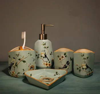 

European ceramic bathroom set Animal bathroom accessories 5pcs/ ceramic toothbrush holder soap dish bathroom products