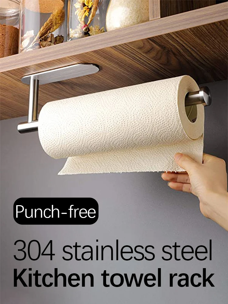 Soporte de papel higiénico montado en la pared, accesorios de baño de acero inoxidable, rollo de cocina, estante de papel tisú, toallero