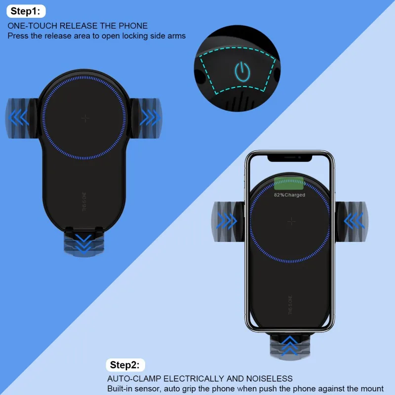 Mount in Car for iPhone 11 XR X Huawei Samsung Xiaomi 15W Qi Wireless Car Charger Automatic Clamping Fast Charging Phone Holder