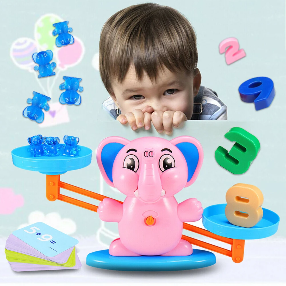 Весы слон баланс DIY игра подсчет дети математические игрушки набор настольная арифметика добавить вычитание ПВХ взаимодействие номер обучения