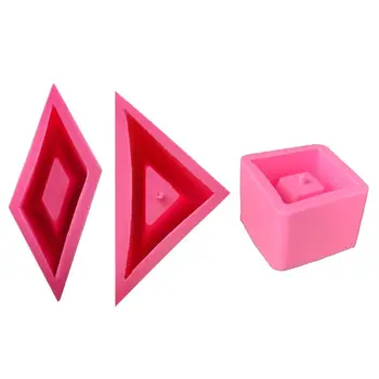 

3pcs Triangle Rhombus Square Silicone Flower Pot Mold Cement DIY Succulent Making Manual Clay Craft Concrete Mould