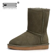 SHUANGGUN/; зимние ботинки из натуральной яловой кожи; Женские ботинки в австралийском стиле наивысшего качества; зимние женские теплые ботинки; botas mujer