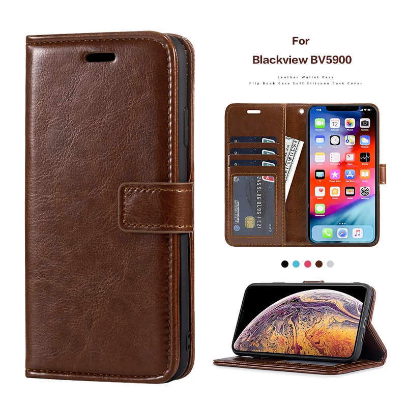 PU Leather Flip Case For Blackview BV5900 Card Holder Silicone Photo Frame Wallet Cover Business | Мобильные телефоны и