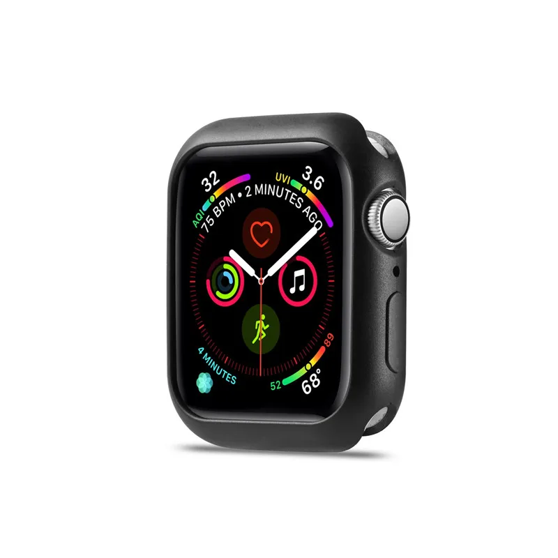 Мягкий ТПУ защитный чехол для Apple Watch 4 5 40 44 мм модный 6 цветов Защитный чехол бампер для iWatch 3 2 1 38 42 мм - Цвет: Black