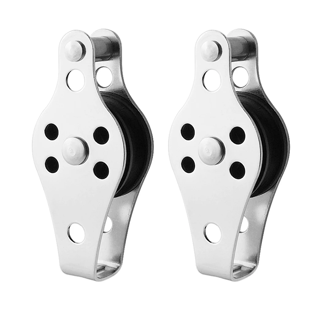 2pcs Stainless Steel Sailboat Kayak Pulley Block 2mm to 8mm Rope Runner