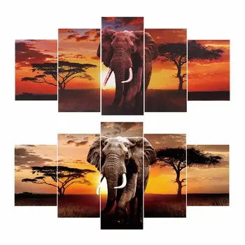 

5pcs 5D DIY Full Drill Diamond Painting Elephant Cross Stitch Embroidery Wall Art Home Decor