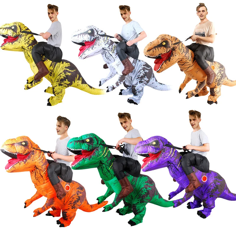

New Inflatable Dinosaur Costume Riding a T-REX Air Blow-up Cosplay Jurassic World Cosutme