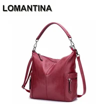 LOMANTINA женские кожаные сумки из воловьей кожи женская сумка на плечо дизайнерская роскошная женская сумка большой вместимости кошелек на молнии