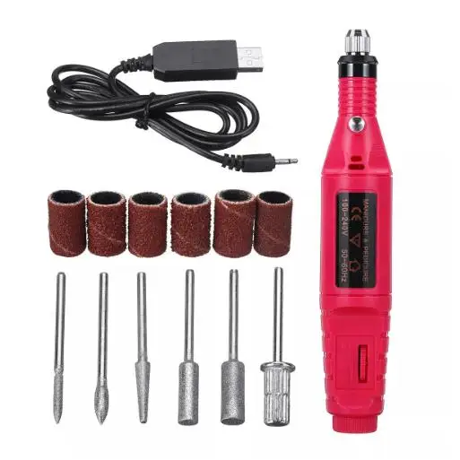 Red USB мини электрическая шлифовальная машина гравировальная ручка роторная дрель шлифовальная машина инструмент с переменной скоростью фрезерование полировка сверление резка гравер - Цвет: Red