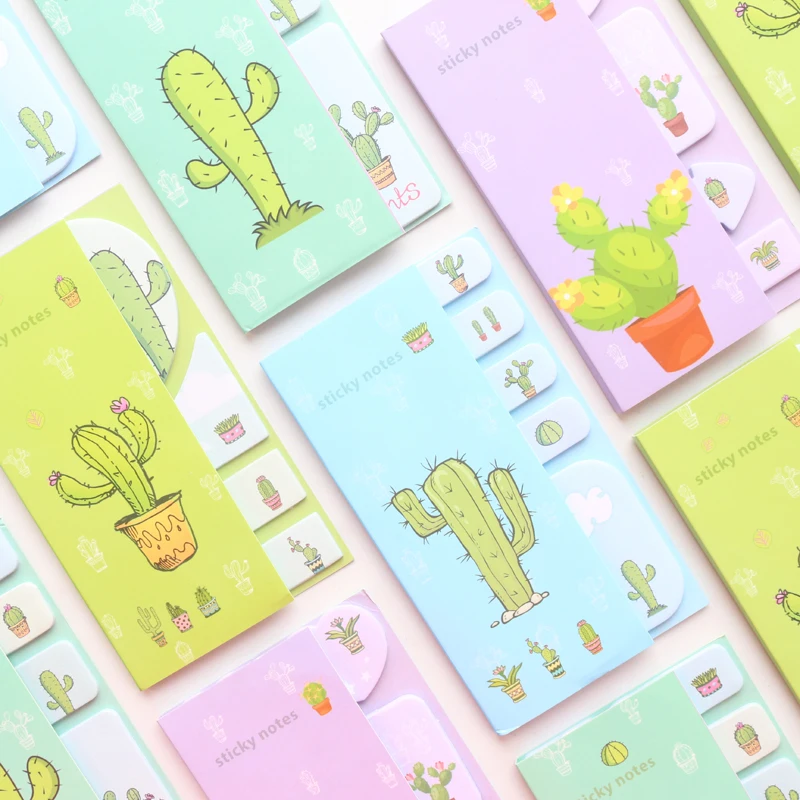 

Domikee cute cartoon cactus pattern school student self-adhesive memo pad book kids sticky pocket notes pad set stationery
