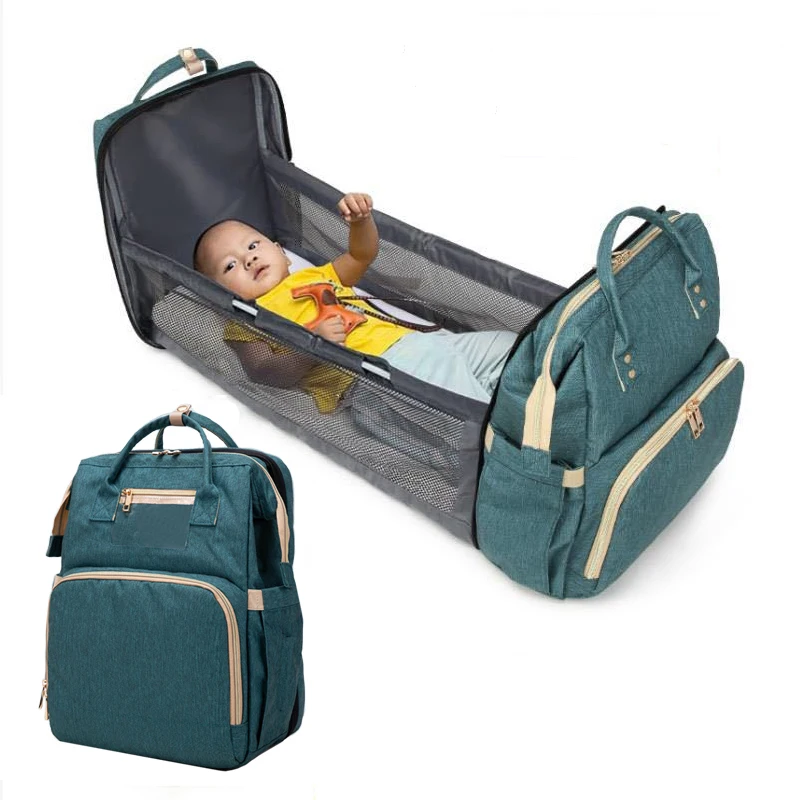 Large Capacity Diaper Maternity Bag Backpack Waterproof Stroller Folding Bed