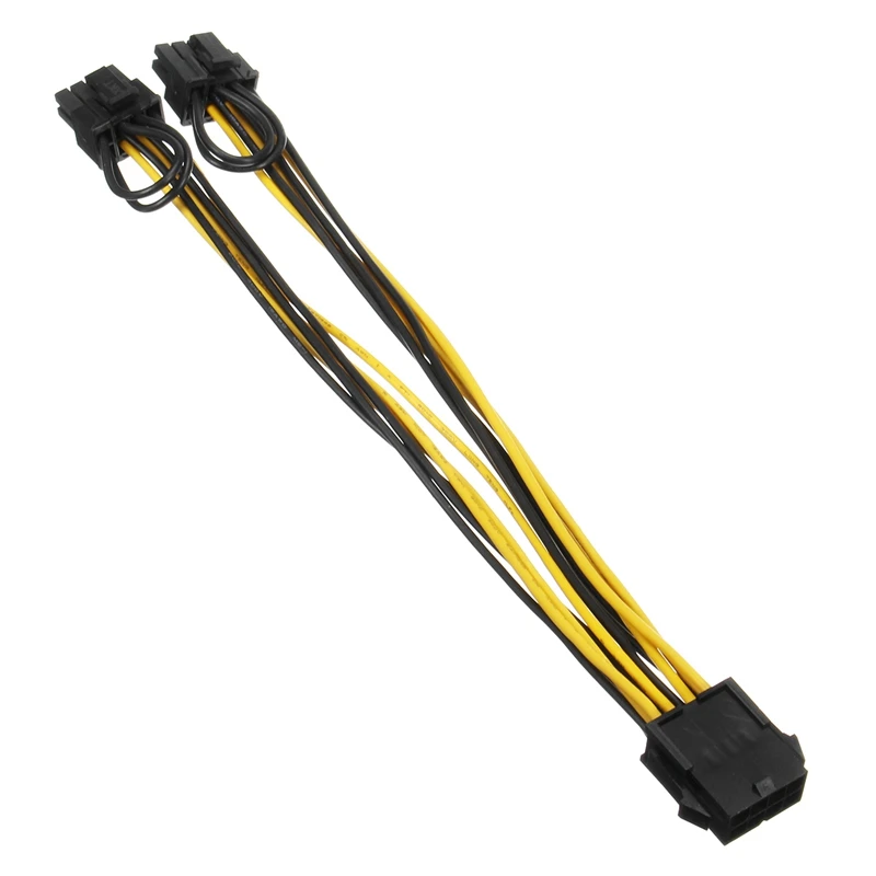 PCI-E PCIE 8p Female to 2 Port Dual 8pin 6+2p Male for BTC Miner Mining GPU Graphics Video Card Power Cable Cord 18AWG Wire 20cm