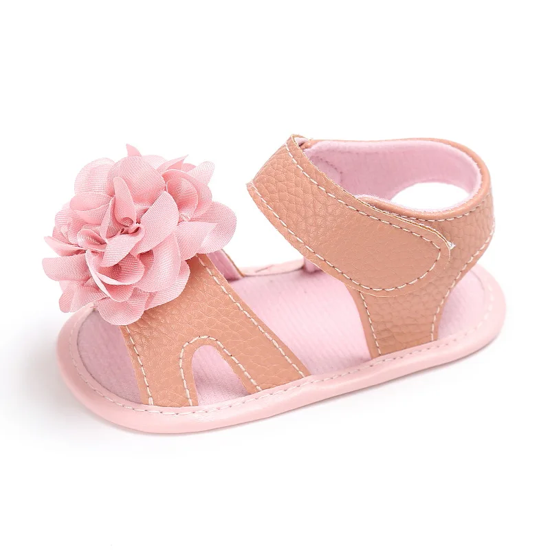Сандалии для новорожденных девочек; детская обувь с пряжкой и ремешком; Мягкие хлопковые нескользящие Туфли-светильник с вышивкой; милые туфли для малышей; летние сандалии - Цвет: Розовый