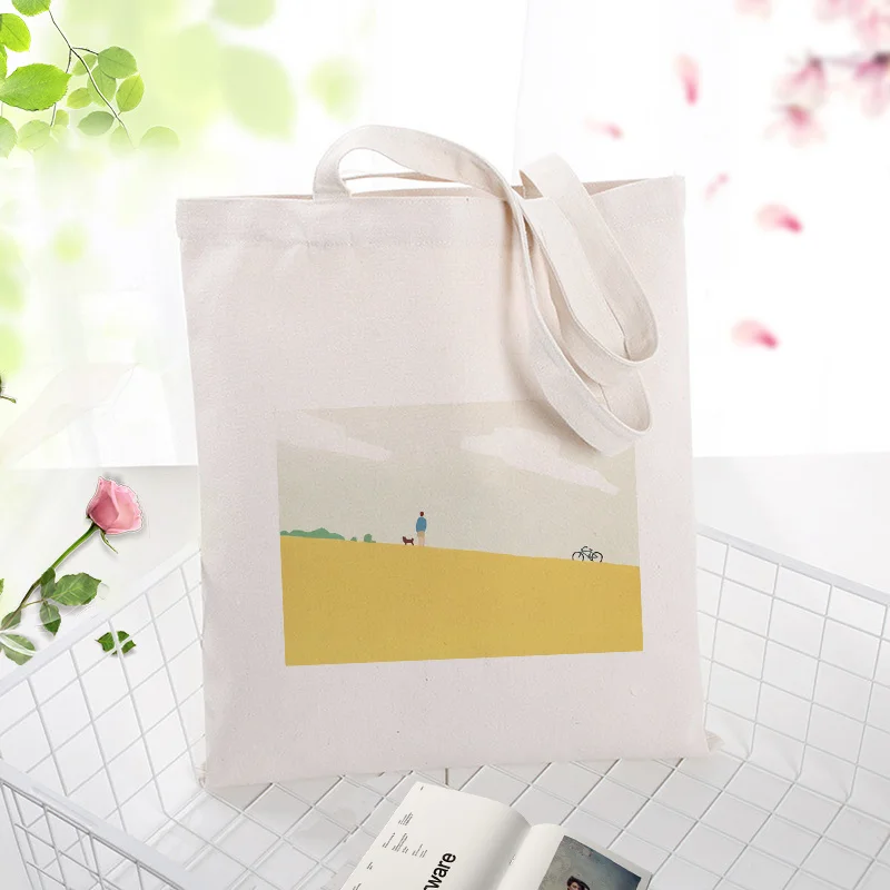 

yellow series Handbag Canvas Tote Bag Shopping Bag Custom Print Logo Text DIY Daily Use Eco Ecologicas Reusable Recycle