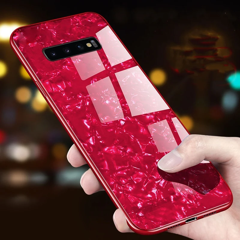 Блестящий чехол из закаленного стекла для samsung Galaxy S10 S9 S8 Plus S10e Note 9 твердого 8 |