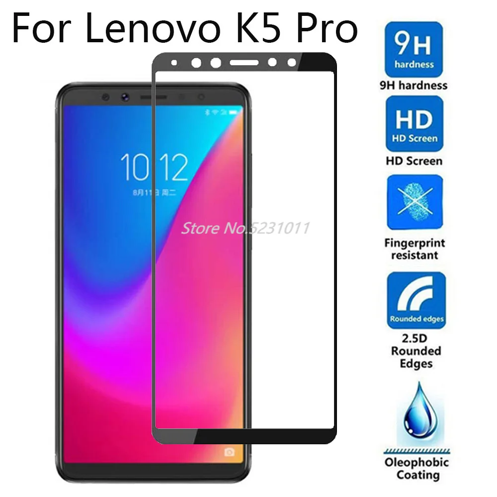 Черное закаленное стекло 9H 5D для смартфона Lenovo K5 Pro с полным покрытием L38041 |