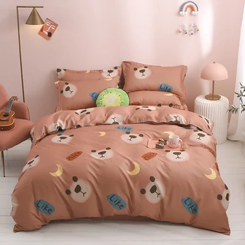 

Cartoon Bear Bedding Set bed linen Single Double Bed Christmas Gift Sheet Pillowcase Duvet Cover Sets high Quality