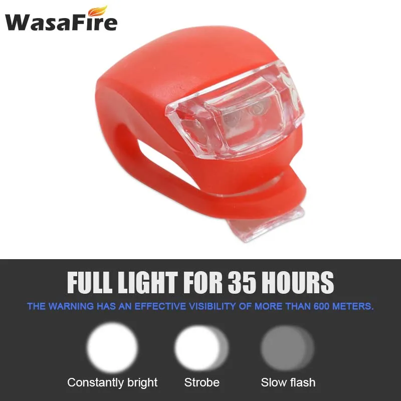 WasaFire, силиконовый велосипедный передний светильник, велосипедный фонарь, задний светильник s, водонепроницаемый велосипедный светильник, мини велосипедные лампы с батареей