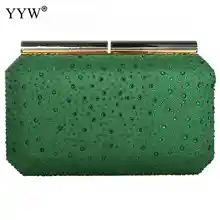 YYW Evening Party Bags Clutches Lady Black With Rhinestones Vintage Wedding Handbag Green Sac Main Femme Prom Evening Bag Party