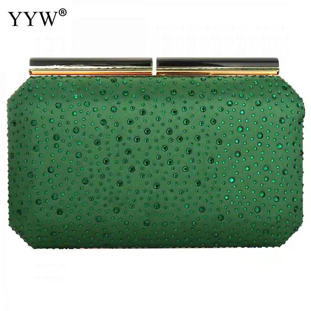 

YYW Evening Party Bags Clutches Lady Black With Rhinestones Vintage Wedding Handbag Green Sac Main Femme Prom Evening Bag Party