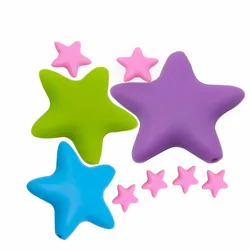 10PCS Stars Silicone Beads 12Colors Baby Teethers Food Grade Baby Teething Toys Pacifier Chain Necklace Silicone Beads